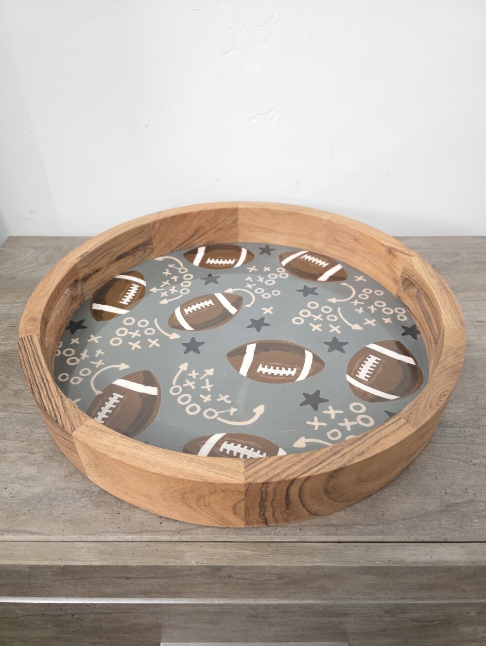 Viral 14" Wooden Serving Tray Football Design New